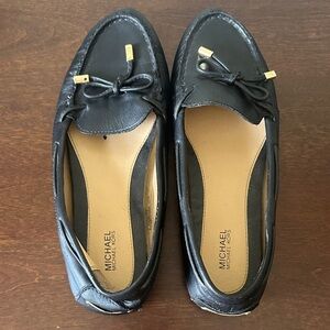 Michael Kors Black Leather Bow Driver Flats US7.5M